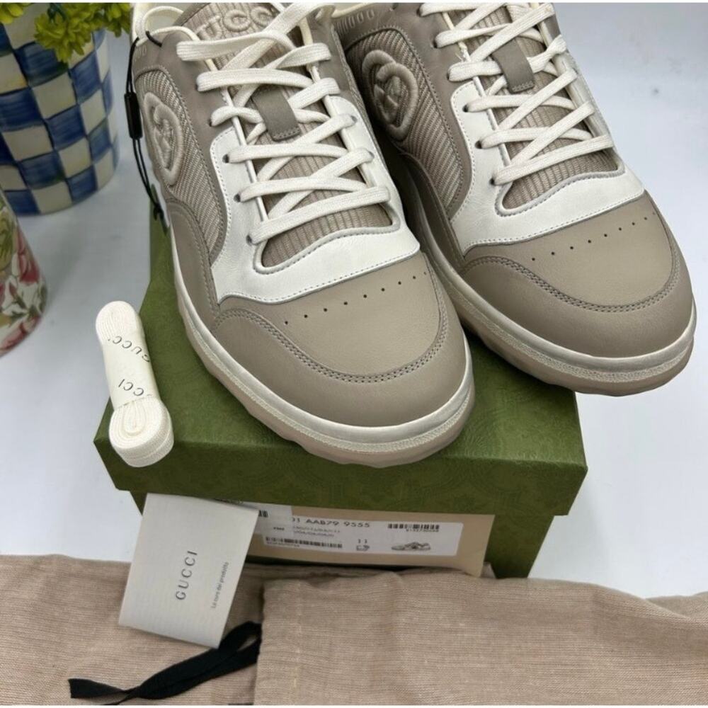 Men's Gucci Mac 80 low top leather sneakers size 11 fits 11.5 US made in Italy - Picture 13 of 14